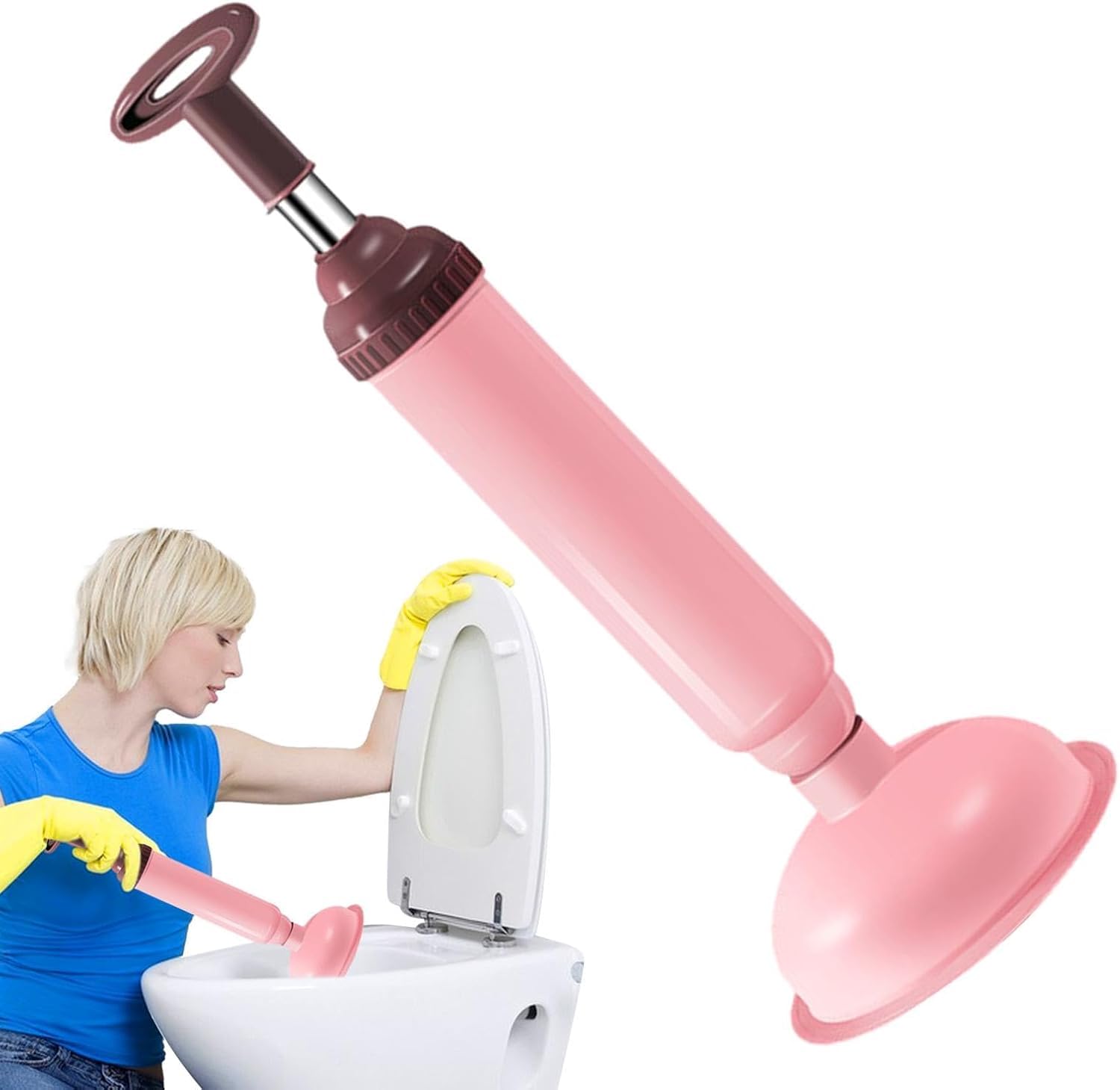 Shuttle Art Air Blast Drain Cleaner Toilet Plunger | High Pressure Vacuum Pump Pipe Unblocker for Western Toilets, Bathroom Sink, Bathtub & Floor Drain | Heavy Duty Clog Remover Tool(1 Pc,Multicolor)-image-5