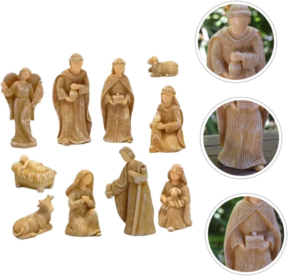 10pcs Resin Desktop Nativity Set Jesus Figurines Birth of Jesus Sculptures Household Christmas Ornaments Holiday Decorative Figurines for Home