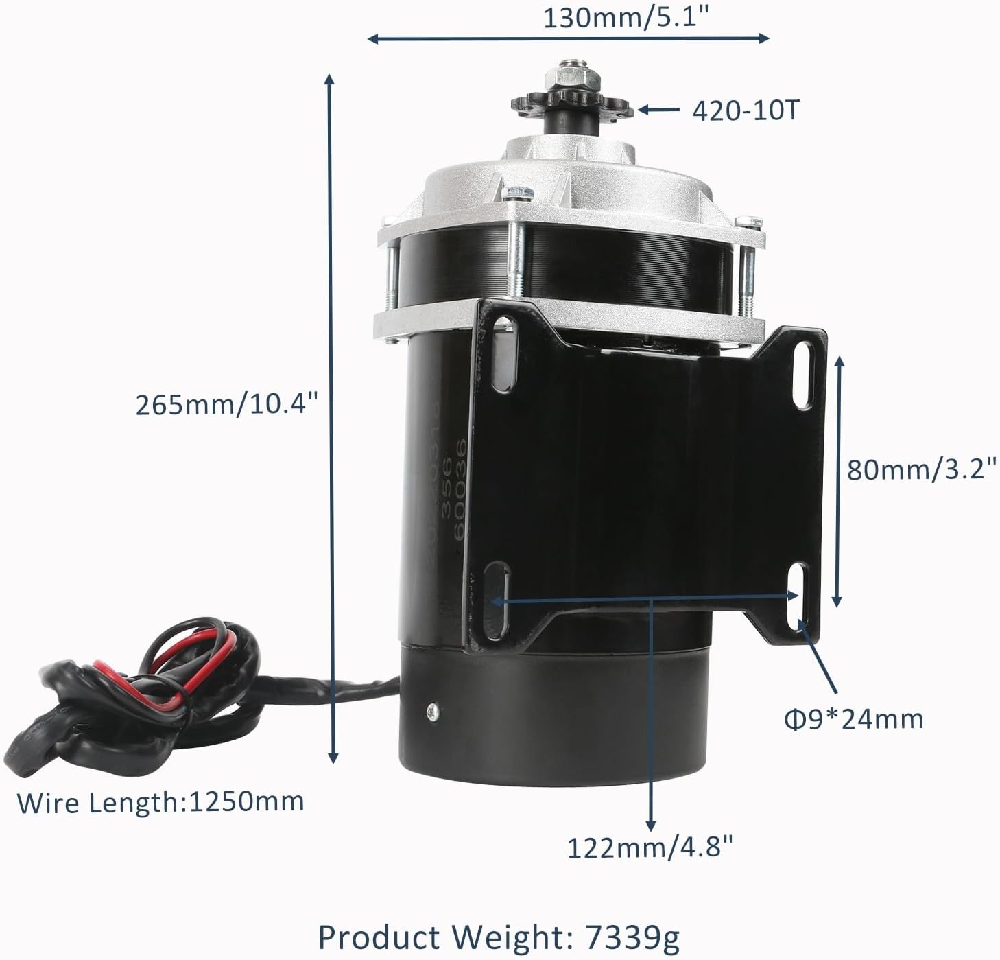 600W 48V DC Electric Motor MY1120ZXF for Go Kart Scooter Quad Trike E Bike - High Torque Gear Reduction Motor