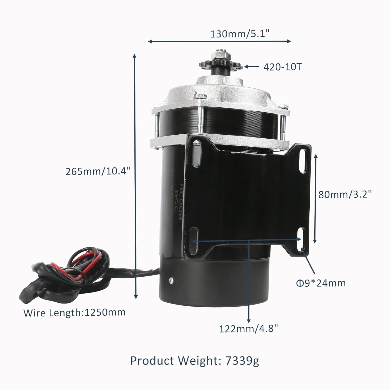 48V 600W Brush DC Gear Motor Electric Bike Brush Motor Gear Box Reduction for Electric Tricycle Scooter Bicycle E Bike Go Kart ATV Quad Trike Buggy DIY Mini Bike 4 Wheeler