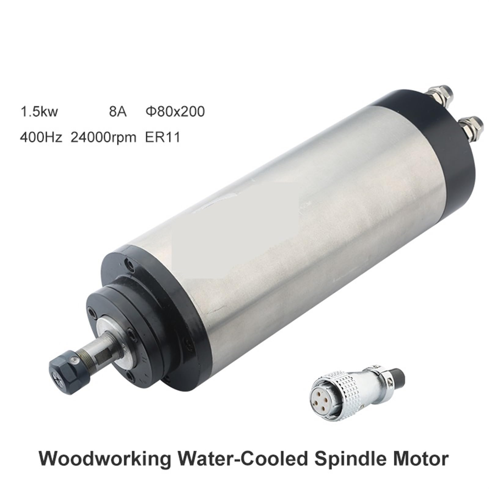 Spindle motor ER11 Spindle 1.5KW Water-Cooled 220V 380V ER11 Collet 4 Bearings Spindle Motor Milling Machine Woodworking(DC380V,1.5kw ER11)