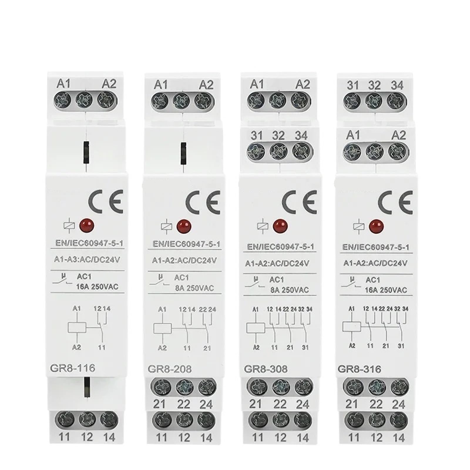 Relais auxiliaire AC/DC 110V GR8-208 avec interrupteur inverseur SPDT pour tableau