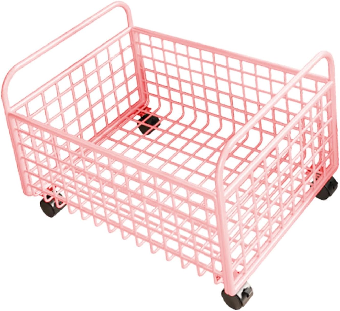 Rolling Utility Storage Basket Under Desk Book Bin File Organizer with Wheels for Bookshelf Magazine Bedroom Office, 38cmx25cmx26cm