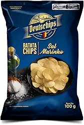 Salgadinho Batata Chips Sal Marinho Deutschips 100G, Batata Frita Lisa Sabor Sal Marinho, Azul