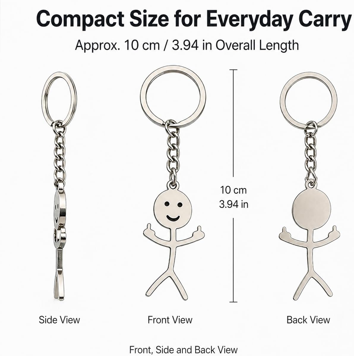 Stainless Steel Funny Doodle Keychain, Cute Stickman Keychain Charm, Metal Key Chain Accessory for Backpack Purse Car keys, Gift for Friends