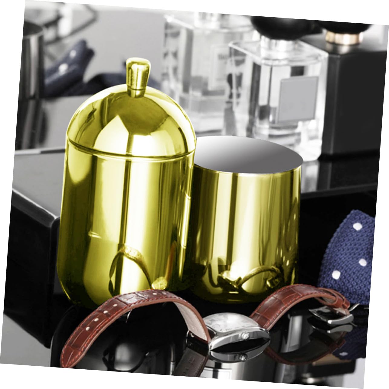 GALPADA Dekorativer Aromatherapie-diffusor Aus Edelstahl Langlebige Duftöl-Flasche Mit Elegantem Deckel Gleichmäßige Duftverteilung Für Haushalt Und Büro Leicht Zu Reinigen Edles Gold-desi