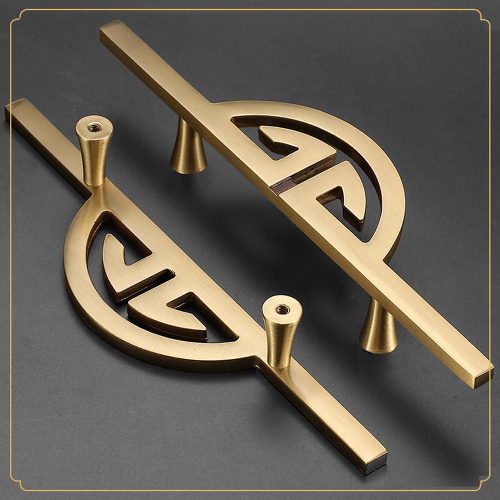 Maniglie per armadi in ottone Oro, Maniglie for armadietti da cucina, spaziatura tra i fori dorati, 96 mm/128 mm, confezione 2, in ottone massiccio(Hole spacing: 96mm/3.8in)