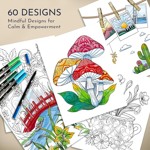 Coloring Books for Adults Relaxation – Set of 3 Books with Inspiring Quotes for Calm Self-Care – Adult Coloring Book for Women, Mindfulness Stress Relief Gift, Calming Animal and Nature Designs Kit - Image 3