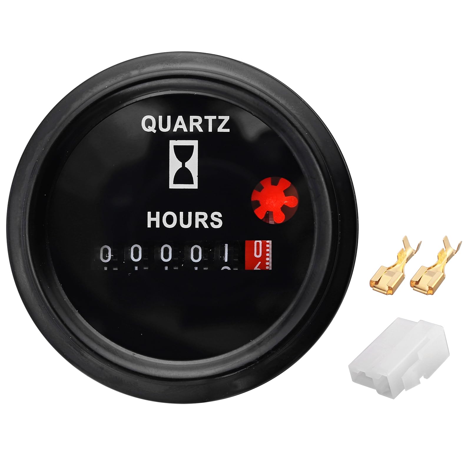 AUTOUTLET Compteur d'heures à quartz industriel 6 V-80 V, 12 V avec support de montage en métal, anti-vibrations, étanche, design à quartz pour intérieur et véhicule