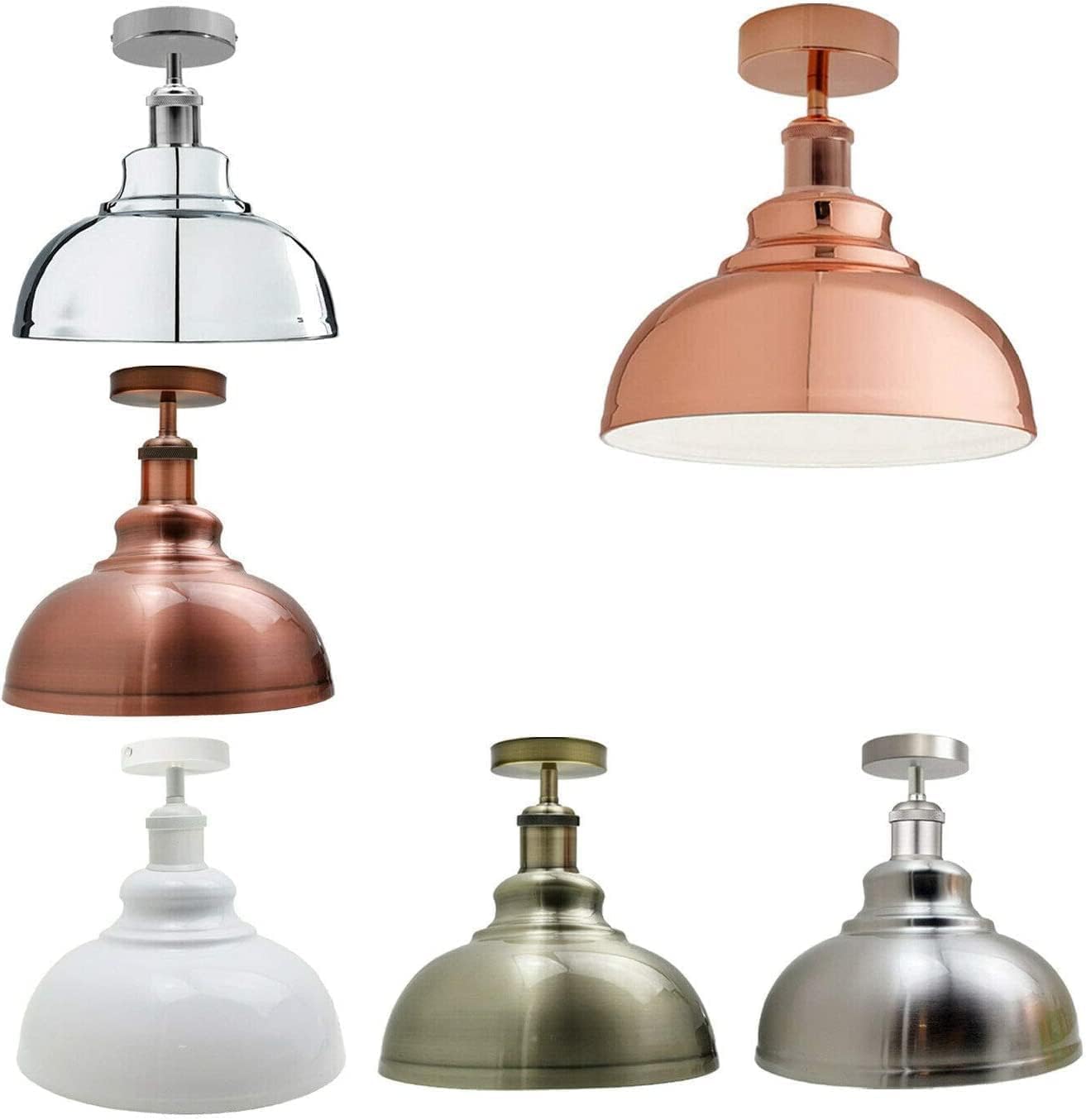 LEDSone Industrial Modern Semi Flush Mount Ceiling Light Metal Dome Pendant Fixture with E27 Socket Black Finish for Kitchen Dining Room - Image 4