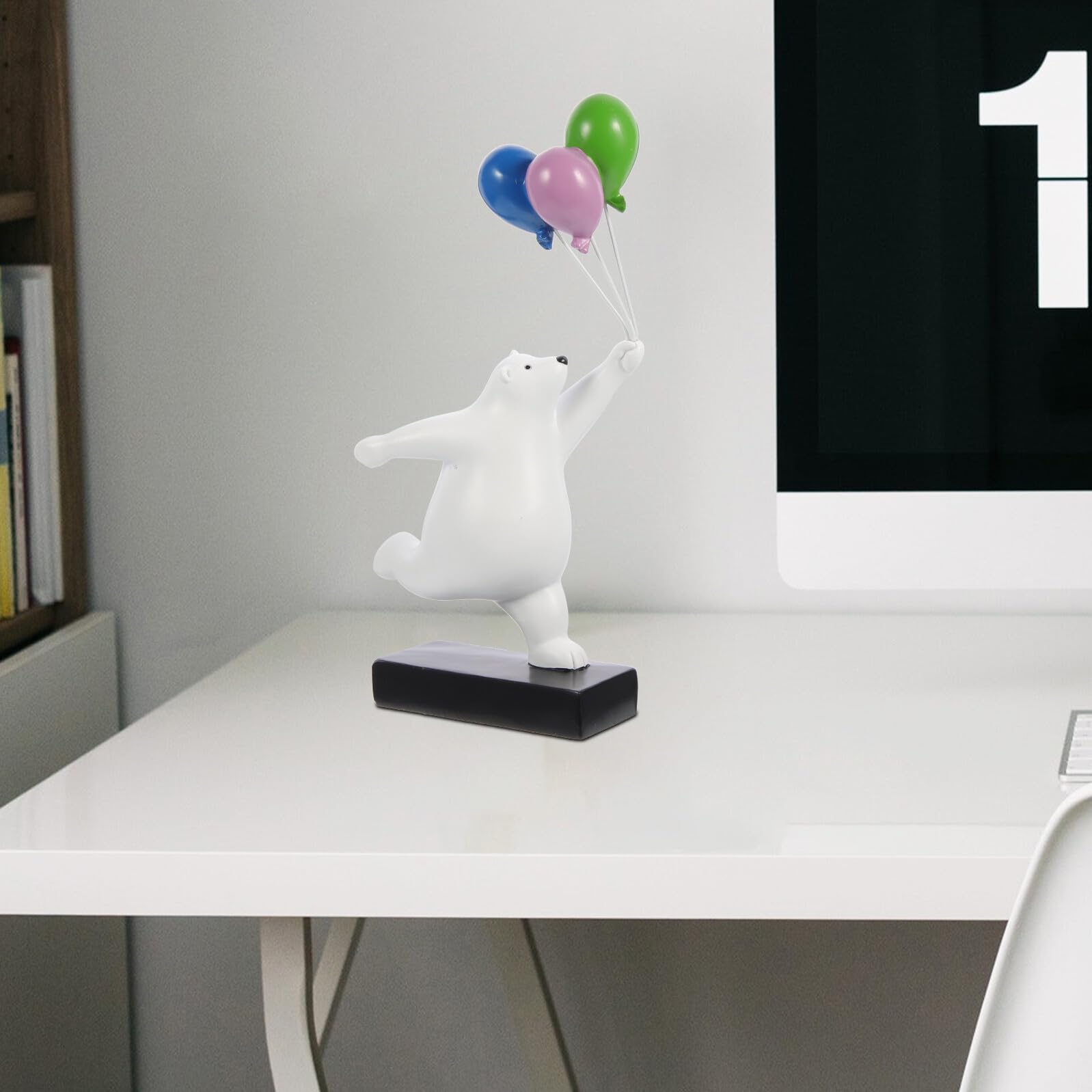 Scultura di Orso in Resina Palloncino, Decorazione da Scrivania Vivace e Rifinita per Casa e Ufficio, Ornamento Cartoon come Accessorio Fotografico