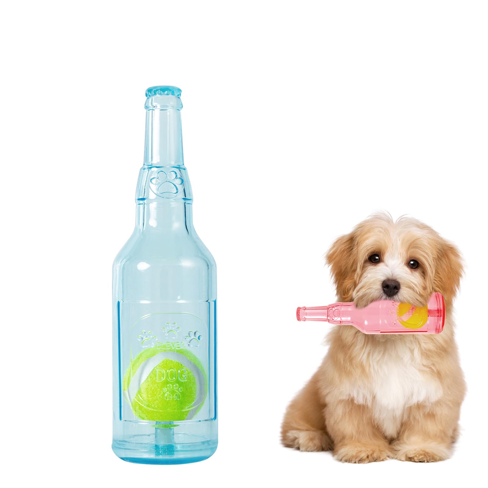 YOOGAO Pet Dog Toy, Dog Squeak Toy, Floating Dog Toy, Interactive Fetch Toy for Play and Training, Bottle Shape with Tennis Ball Inside (Single Small)
