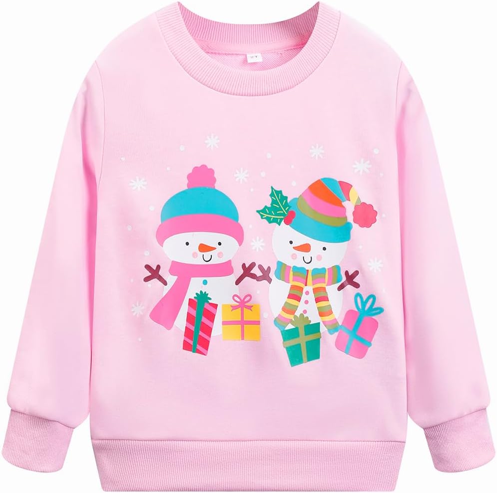 Toddler Baby Girls Sweatshirts Crewneck Pullover Long Sleeve Shirts Tops Girl Fall Winter Clothes 2-8T