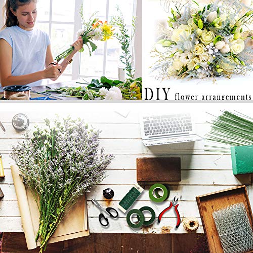 Floral Arrangement Kit,17 Pieces Flower Tools Include Floral Wire Cutter Scissor Floral Tape 22 Gauge Paddle Wire 26 Gauge Stem Wire Pearl Corsage Pin Bouquet Wrap Florist #TOP1