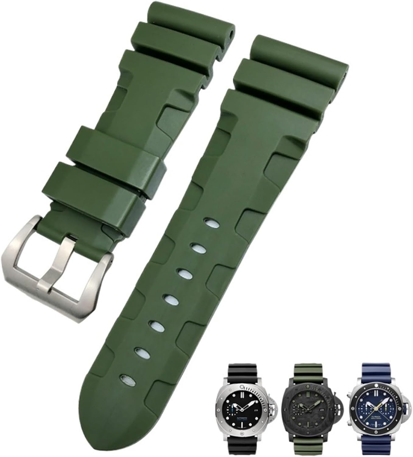 26mm 24mm Nature Rubber Watchband Fit for Panerai PAM Silicone Red Blue Watch Strap Waterproof Bracelets Tools