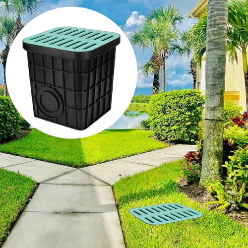 KVMORZE Bassin de récupération de 38,1 x 38,1 x 38,1 cm avec grille en fibre de verre pour le drainage, grand bassin de drainage avec panier à débris, lavabo français sans trou réservé pour cour – vue 2