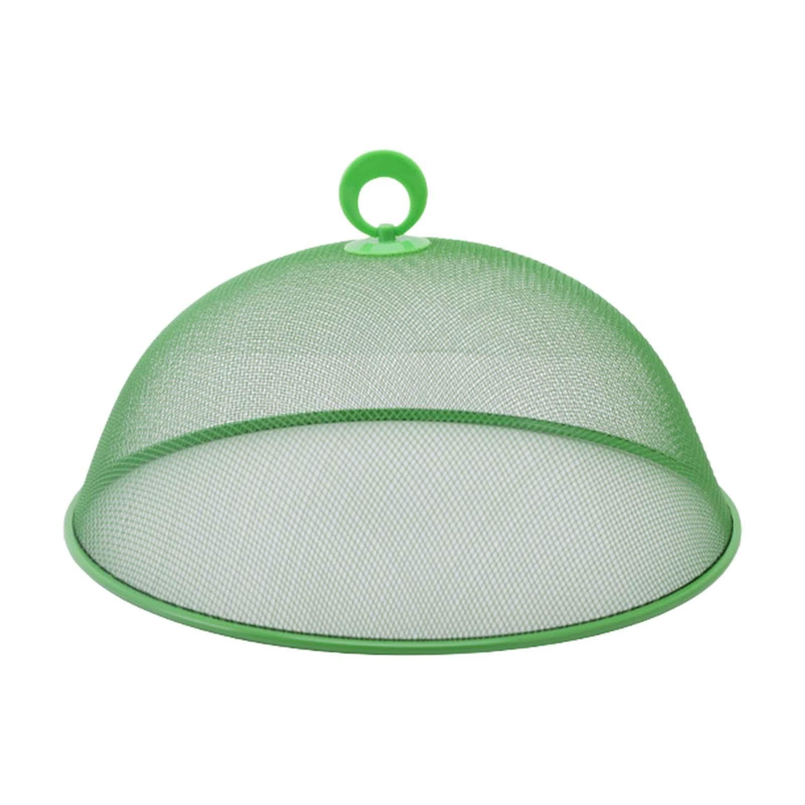 Food Covers Food Plate Covers Dustproof Stainless Steel Plates Bowls Dishes Cover Food Protection Mesh Net for Picnics Barbecue camping (green-28cm)