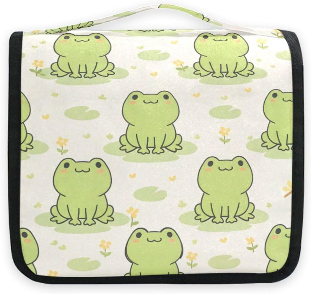 MNSRUU Hanging Toiletry Bag Cute Frog Makeup Travel bag for Toiletries Portable Toiletry Organizer Bags Clear Toiletry Cosmetic Kit