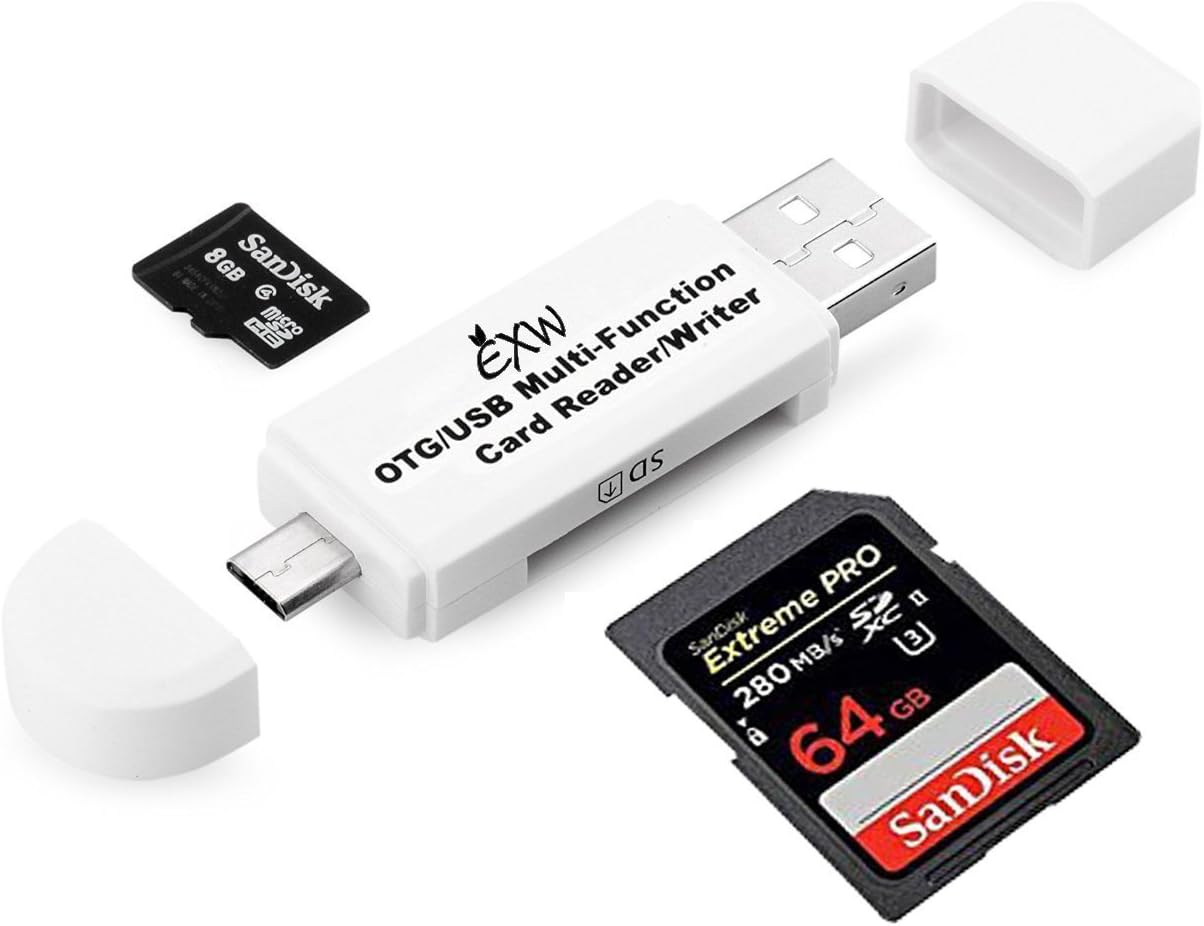 COCOCKA Micro USB OTG to USB 2.0 Adapter; SD/Micro SD Card Reader with standard USB Male & Micro USB Male Connector for Smartphones/Tablets with OTG Function