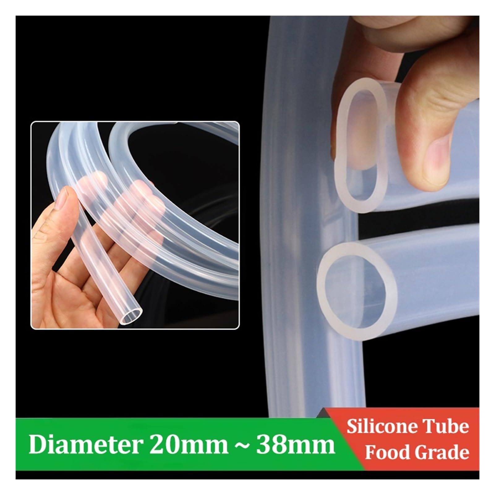 Tubo de silicona transparente ID 20 22 24 26 28 30 32 36 38 mm(ID 32mm x OD 38mm)