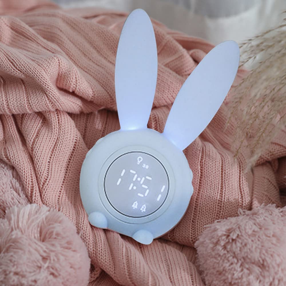 Cute Rabbit Despertador de Alarma para niños Creatividad LED Reloj de Almuerzo Estudiante de Reloj Electrónico Reloj de relojero pequeño Reloj de Escritorio 17.5 * 9.4 * 7.2 cm,C