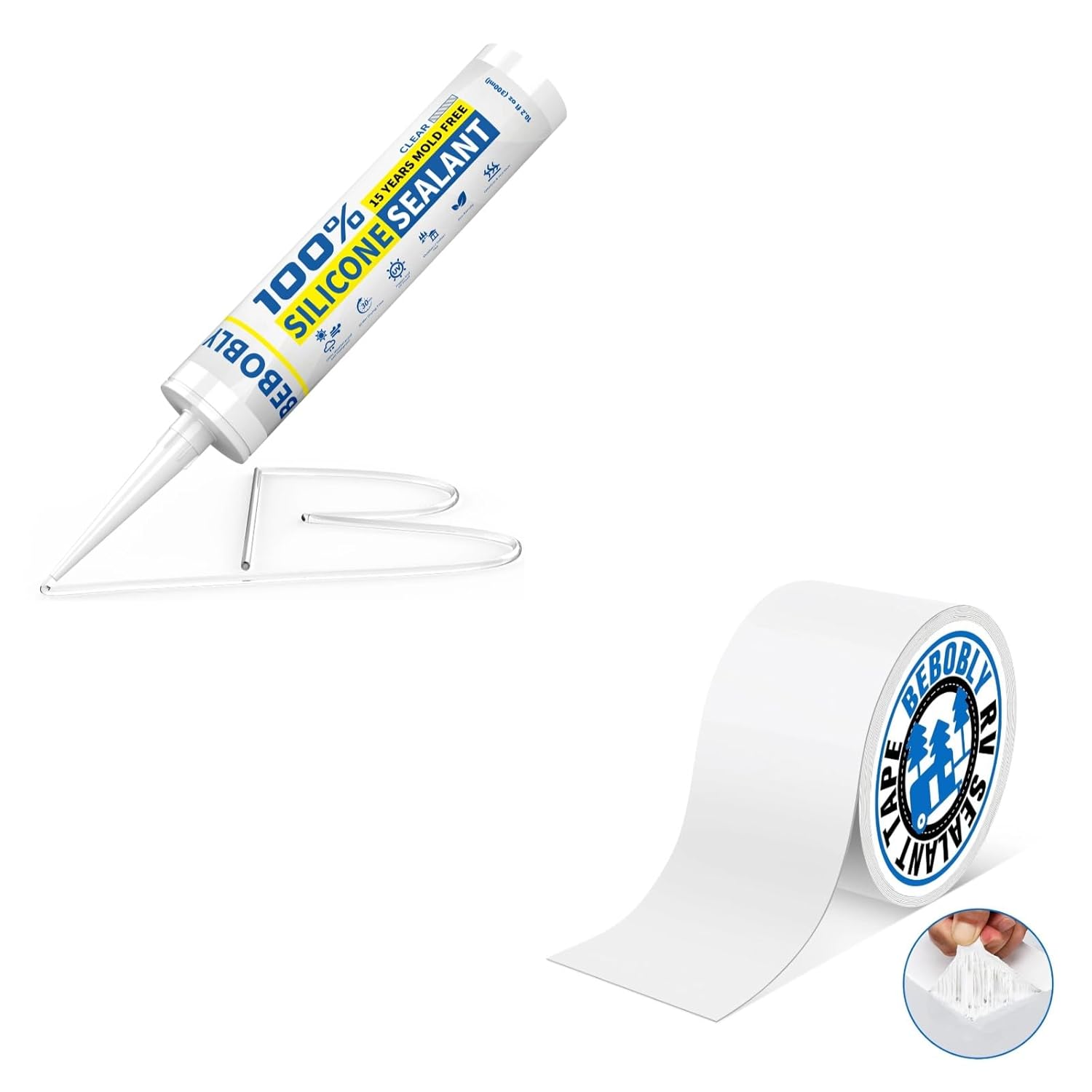 RV Roof Tape with Silicone Caulk & Sealant Clear