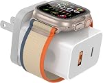 Pour Apple Watch Charger, 20W Double port USB C Wall Charger Plug Bloc de charge rapide pour iPhone, Chargeur de voyage pour iWatch Series Ultra10/9/8/7,Compatible avec iPhone 15/14/13 Series, blanc