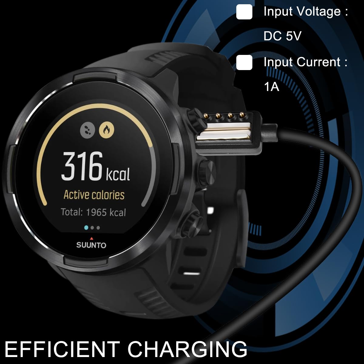 Caricabatterie Per Suunto Spartan/9/D5/EON Core - Cavo USB 100cm | Ricarica Rapida E Sicura - Foto 4