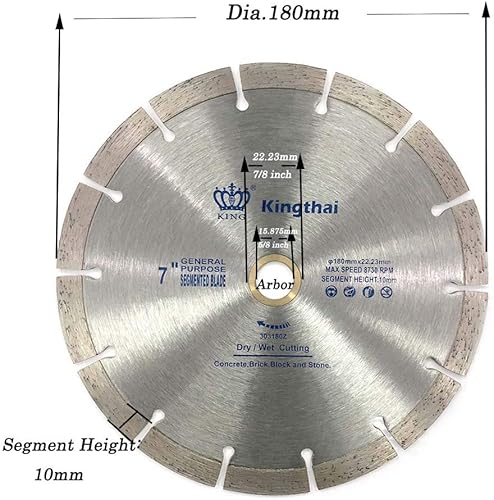 Miniatura 8 de Kingthai Hoja de sierra de diamante de hormigón de corte segmentado húmedo y seco de 4 pulgadas para mampostería con eje de 78-58 pulgadas