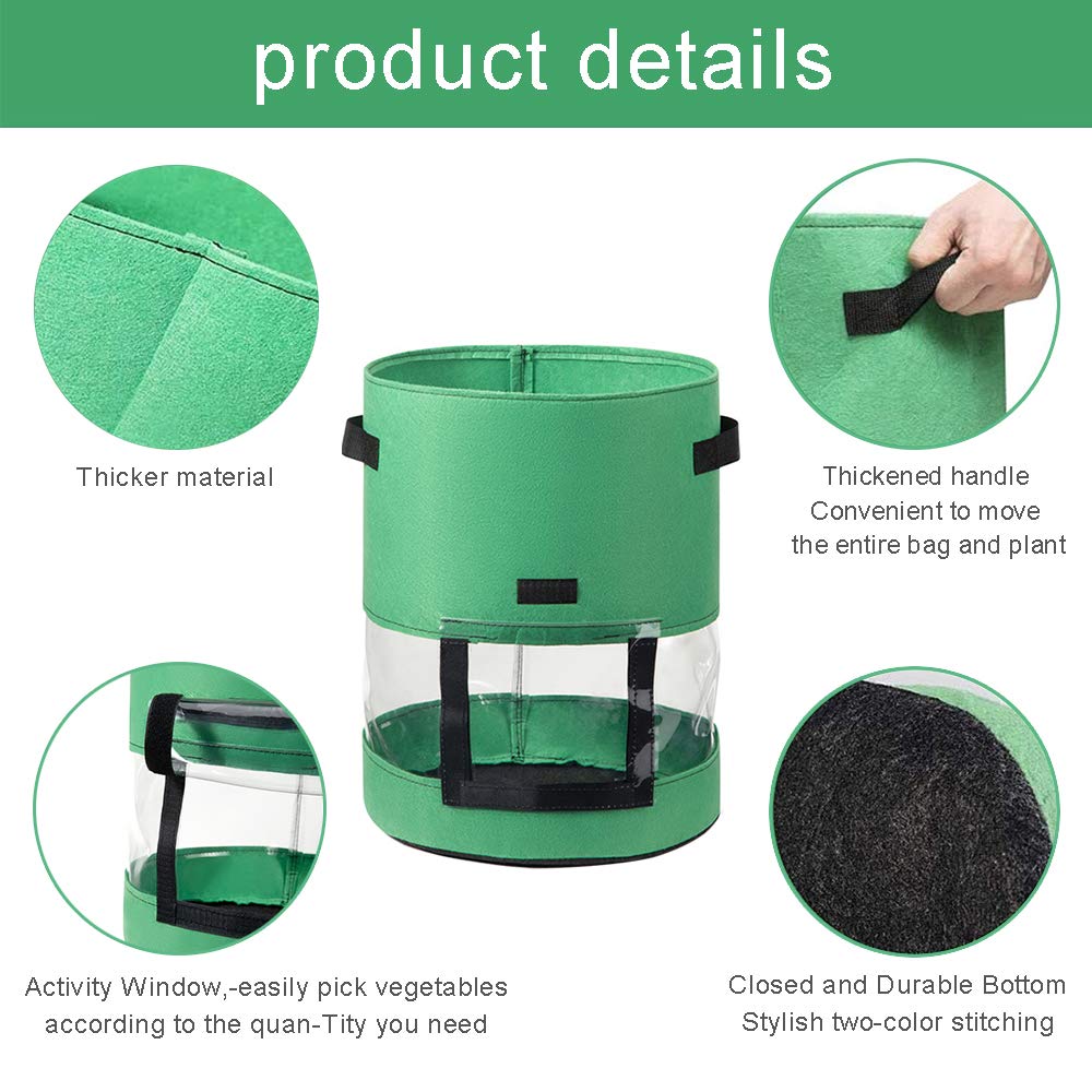 Bolsa De Cultivo De Plantas, Semillas Huerto Potato Mesa Cultivo，bolsa Transpirable Y Durable Maceta Macetas Para Fresas, Para Tomate Zanahoria Cebollas Ajos Para Siembra (10 galones-5pcs, marrón)