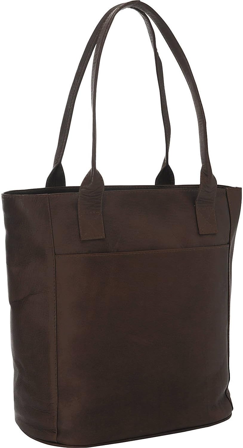Piel Leather XL Laptop Tote Bag, Saddle, One Size