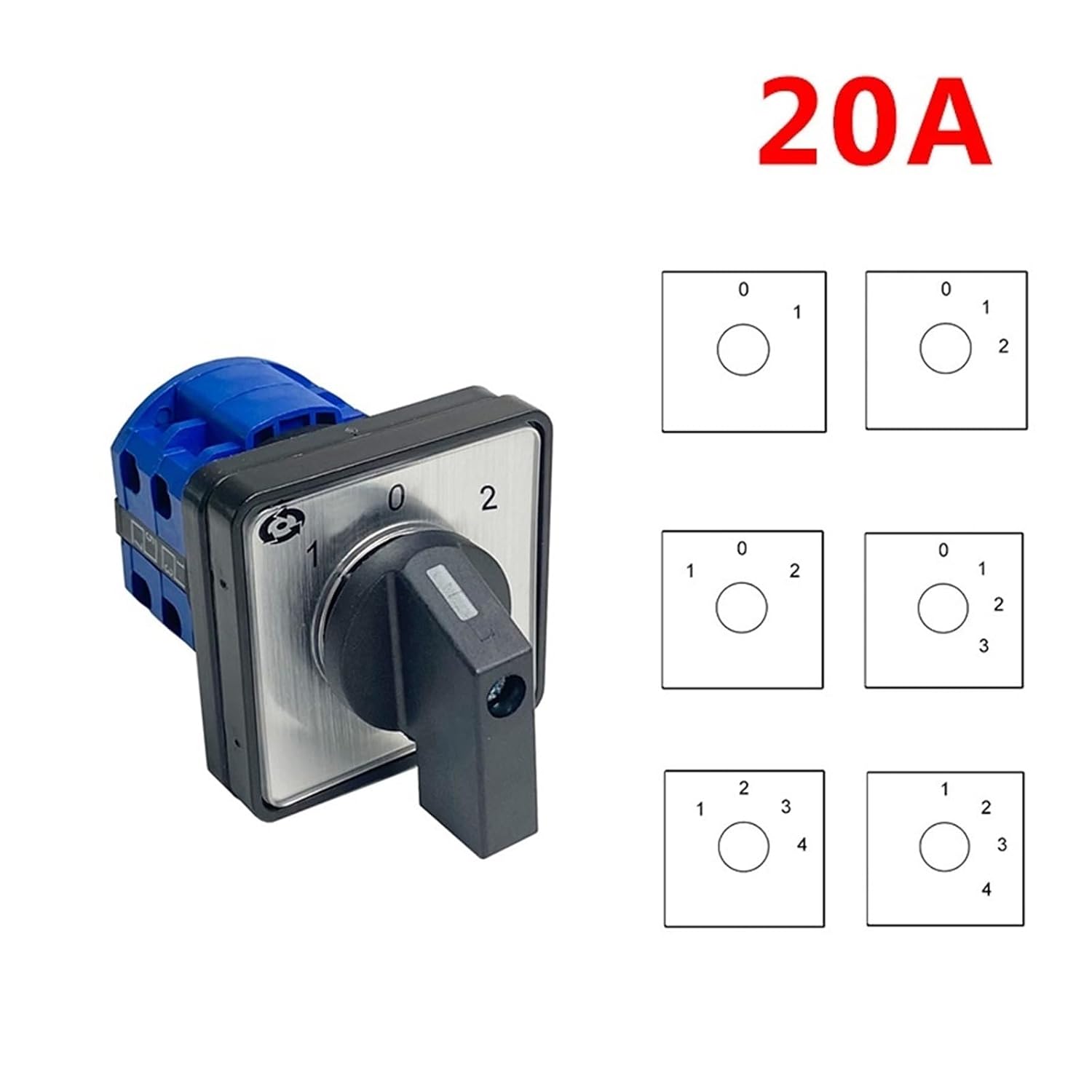 LW28-20 LW26-20 YMW26 Series Electric 2/3/4 Position 8 Terminals Rotary Cam Changeover Switch with Screws Useful Tool 660V 20A(MAN-Off-AUTO)