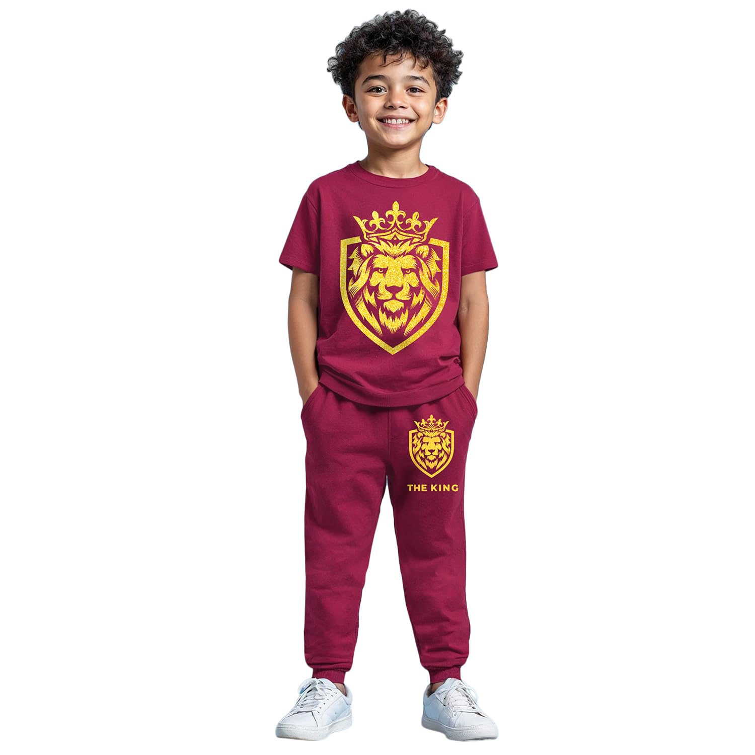 Trampoline Boys Summer Lion King Printed T-Shirt and Trackpant Set | Cotton Blend Kids Jogger Outfit Casual Wear Clothing Set (Pack of 1)