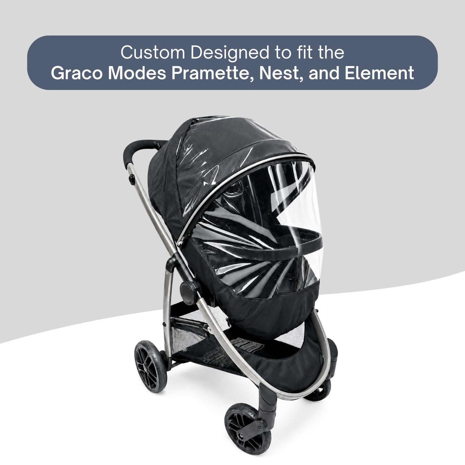 Rain Cover for Graco Modes Pramette, Modes Nest, and Modes Element by SASHA'S - Zipper Access, Ventilation Holes, High Performance Weather Shield (Stroller Not Included)