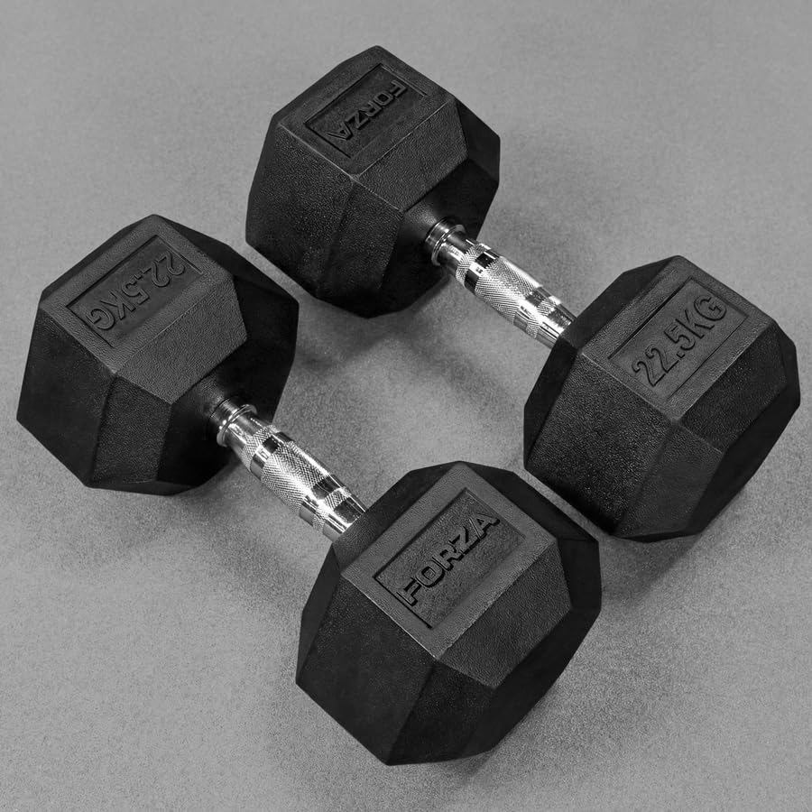 METIS Mancuernas hexagonales – mancuernas hexagonales de goma [par] | Pesas libres de grado profesional para gimnasio y entrenamientos en casa [2,5 kg - 50 kg]
