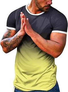 Camisetas de manga corta para hombre, estilo casual, degradado, para entrenamiento, holgadas, con colores cambiantes, para salir, fiestas, verano, deportivas, para hombre