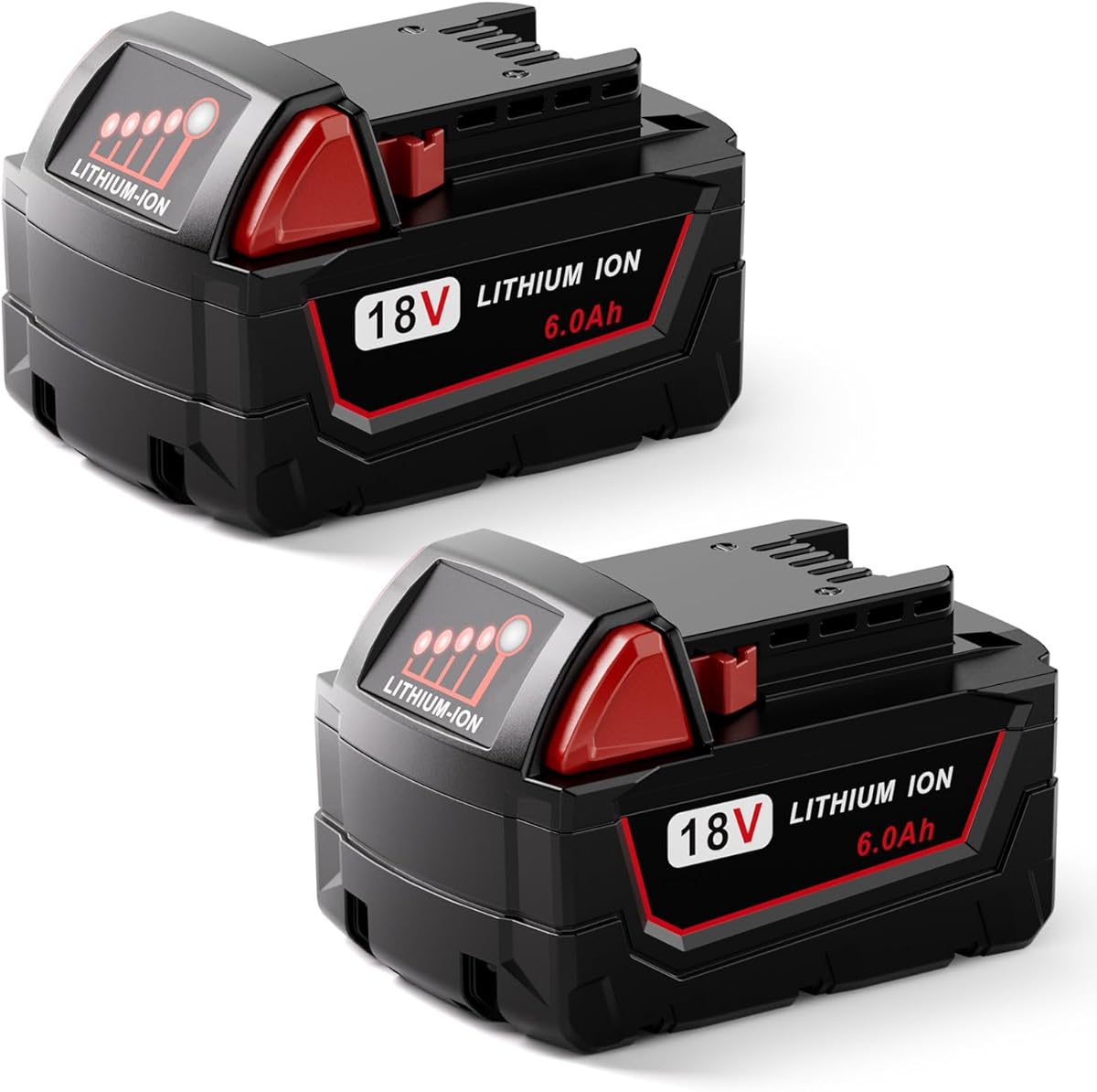 6.0Ah Replacement for Milwaukee M18 Battery 48-11-1860 48-11-1850 48-11-1828 48-11-1820 48-11-1815, M18 Battery Compatible with Milwaukee 18V Cordless Power Tools (2 Pack)