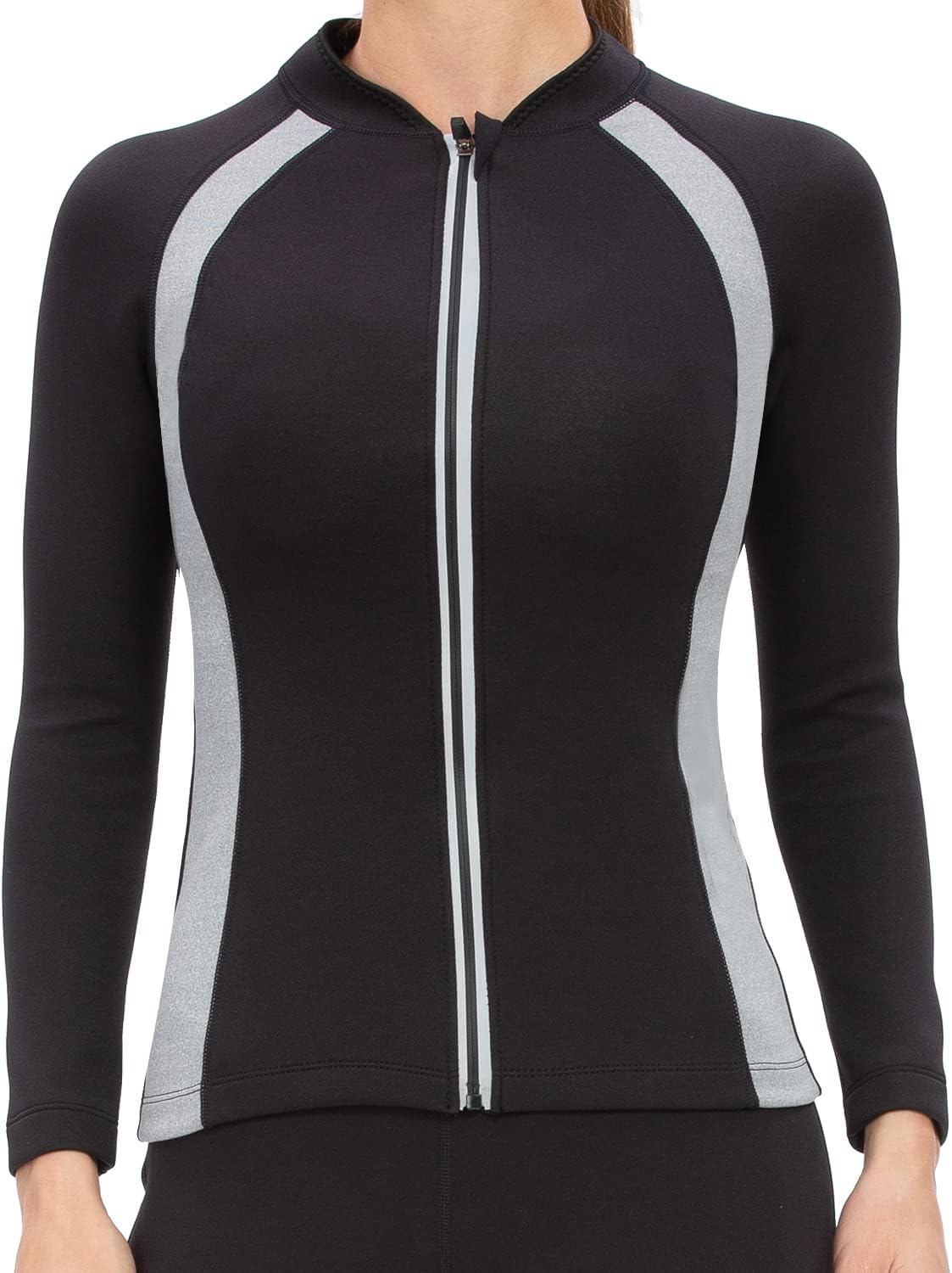 NonEcho Women Wetsuit Top Men 2MM Neoprene Wetsuit Jacket Long Sleeve Diving Suit Surfing Top Keep Warm Front Zip for Cold Water Sports