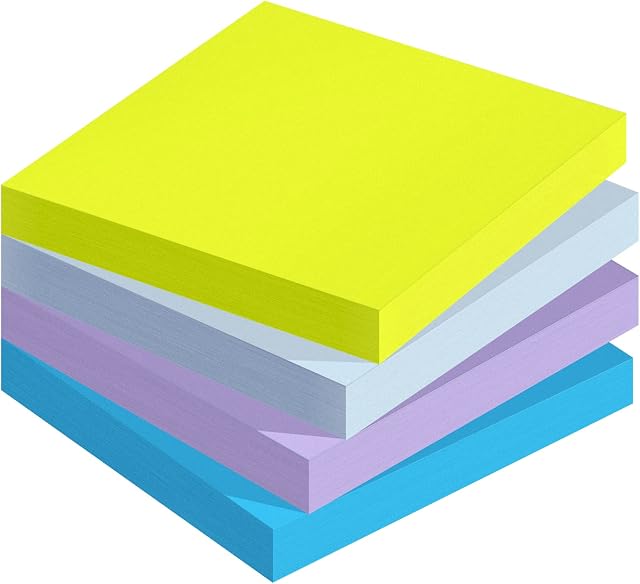 Super Sticky Notes, 76x76mm Bangkok Colour Collection, 4 Pads, 100 Sheets Per Pad