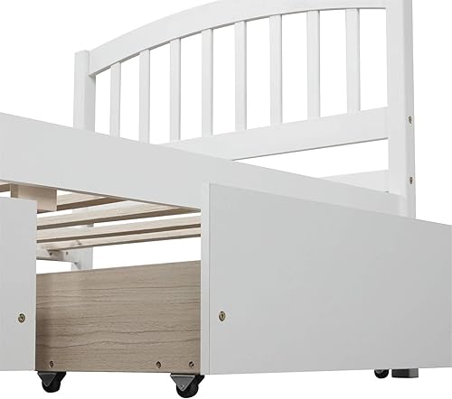 Miniatura 40 de Harper & Bright Designs Cama individual con cajones, marco de cama de madera con cabecero y estribo, plataforma de madera para niños, niñas, niños,