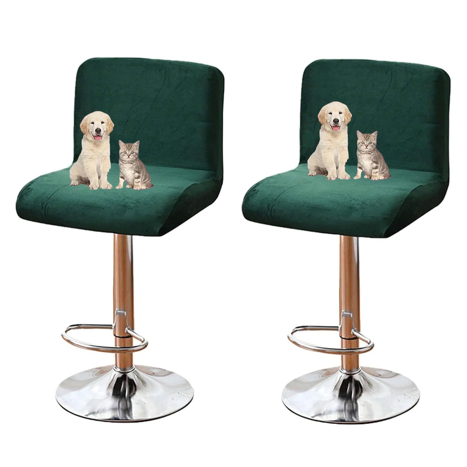 Copri Sgabello Con Schienale in Velluto Copri Sgabello Da Bancone Da Pub Morbido E Elasticizzato Coprisedie Con Schienale Basso (verde,2 pezzi)