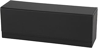 WMLBK Collectibe Card Boxes, 100+ Card Deck Box, with Dividers Per Box, Outer Leather + Inner Fleece, Large Size Fit 100+ Sleeved Cards - PVC Free Card Holder For TCG (400+ large (black))