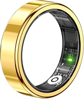 Smart Ring - 5ATM Waterproof Men Women Fitness Tracker Ring, Support Heart Rate/Sleep Tracking, Magnetic Charging,for iOS & Android Systems (Gold, 12)