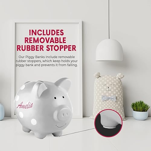 Miniatura 4 de Alcancías de cerámica personalizadas para niños  Bonita olla de ahorro de monedas de tamaño perfecto con soportes de goma  Caja de dinero de cerdo