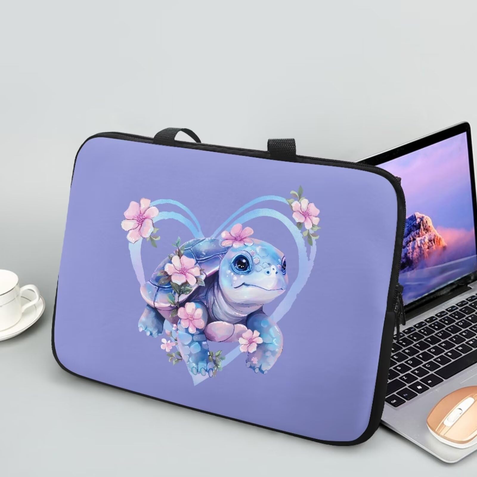 Uasibuni Purple Sea Turtle Pattern 13 14 15 15.6 17.3Inch Laptop Case for Women,Laptop Cover,Computer Protect Case Pouch Holder Notebook SCover Soft Carring Travel