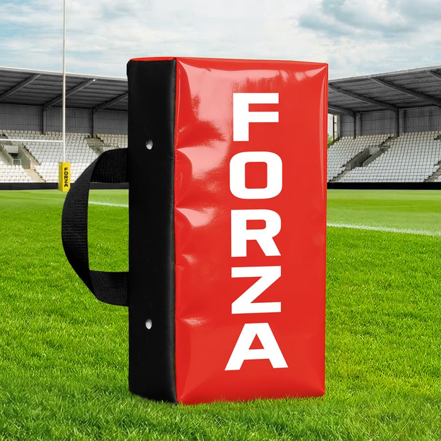 FORZA Contact & Push Rugby Pad – Rugby Tackling & Rucking Training Shield with Reinforced Handles, Weatherproof PVC Cover & Impact Foam [Junior or Senior] (Red, Junior)