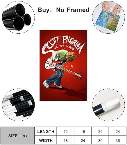 Miniatura 2 de Scott Pilgrim Vs. The World Movies - Póster en lienzo para decoración de pared, pintura para sala de estar, dormitorio, sin marco, 20 x 30 pulgadas