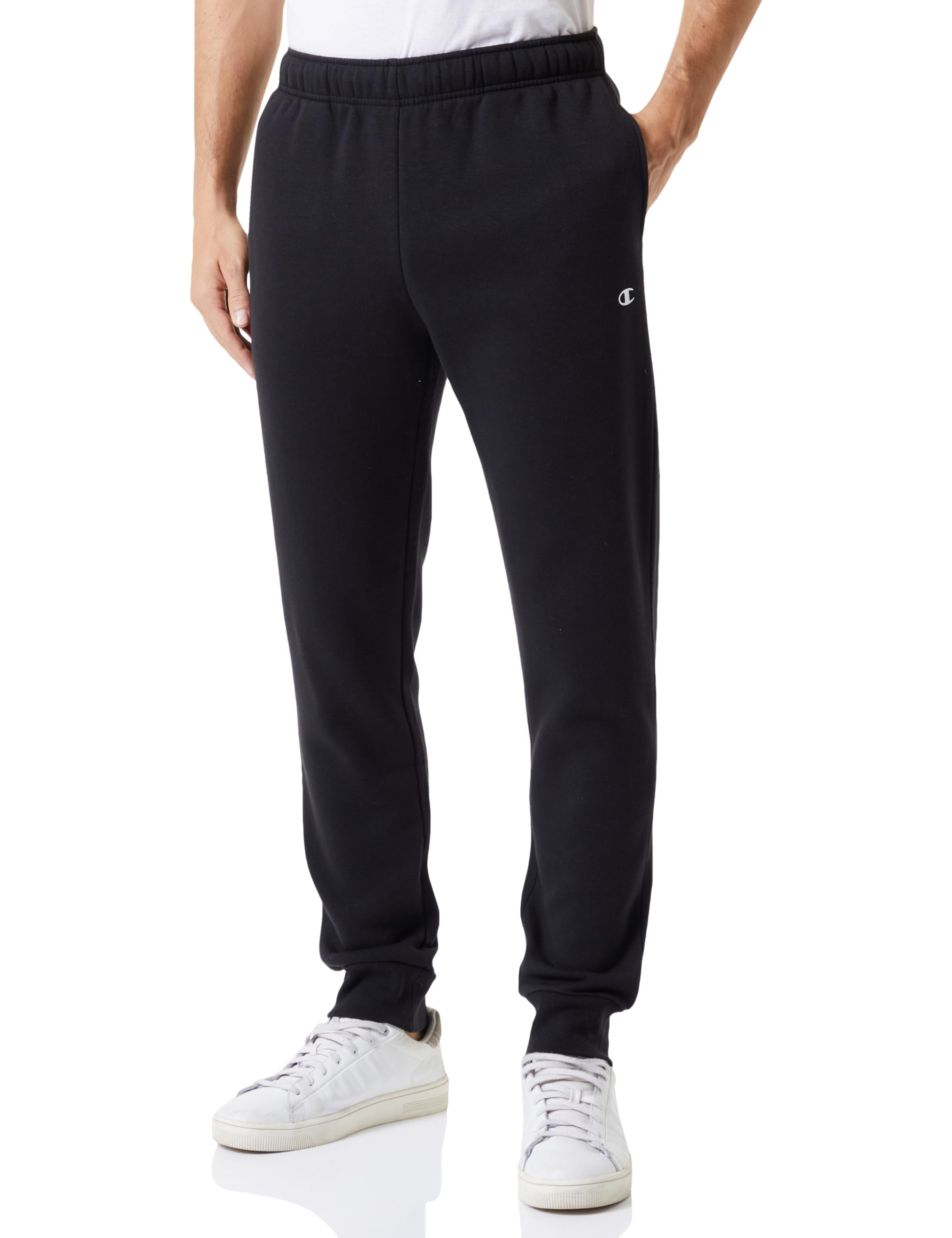 Champion Legacy Champion Basics - Powerblend Fleece Rib Cuff Pantaloni da Tuta, Nero, XL Uomo FW23