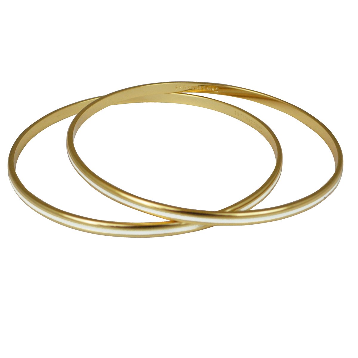 Ritzy Couture Women’s Enamel Couture Select White Two Bangle Set (Goldtone)