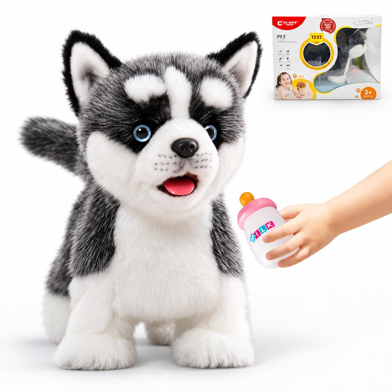 CU-MATE Walking Husky Stuffed Dog, Electronic Toy, Realistic Interactive Puppy Pet Dog, Walking, Barking,Wagging Tail & Talking, Gifts — image 1